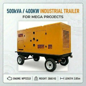 400KW 500kVA Heavy Duty Mobile Trailer Generator WP12ZLD