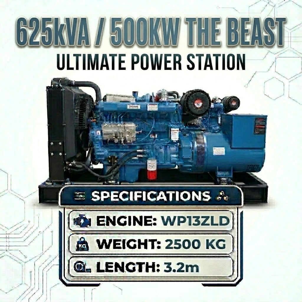 500kW 625kVA Open Type Weifang Diesel Generator with WP13ZLD Engine
